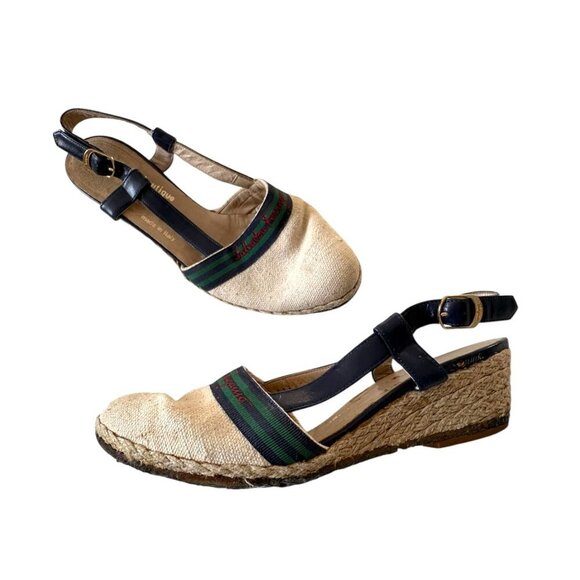 Vintage Salvatore Ferragamo Espadrille Wedge Sandals, Sie 7B, 80s-90s - Picture 3 of 12